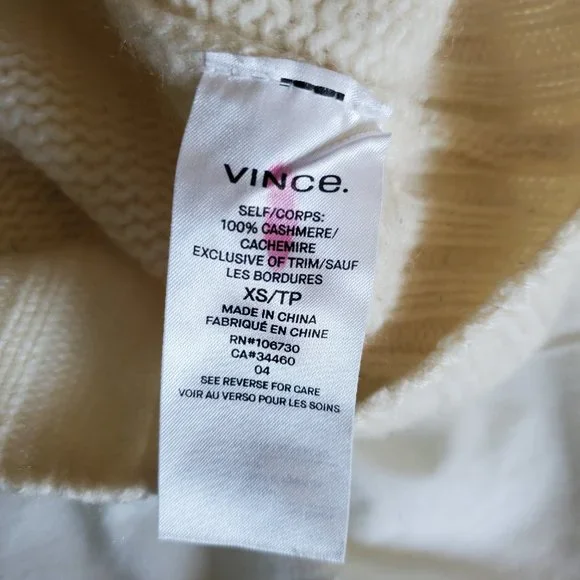 VINCE | Scoop Neck Cream 100% Cashmere Sweater (Size XS) - Picture 8 of 9